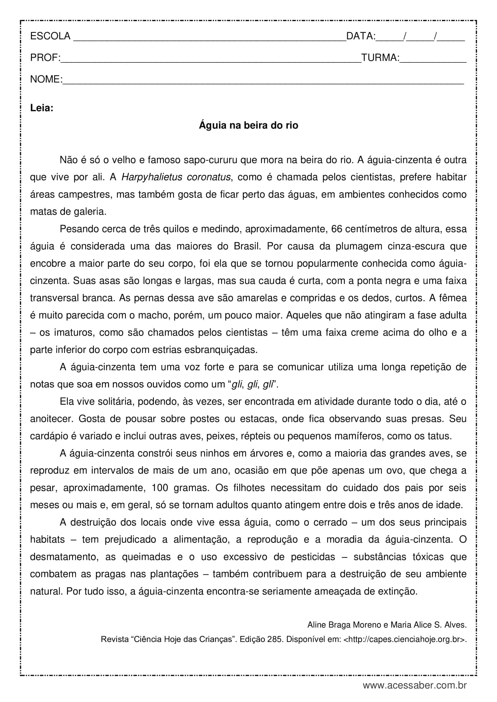 Interpretação de texto: Rostos assustadores - 3º ano - Acessaber