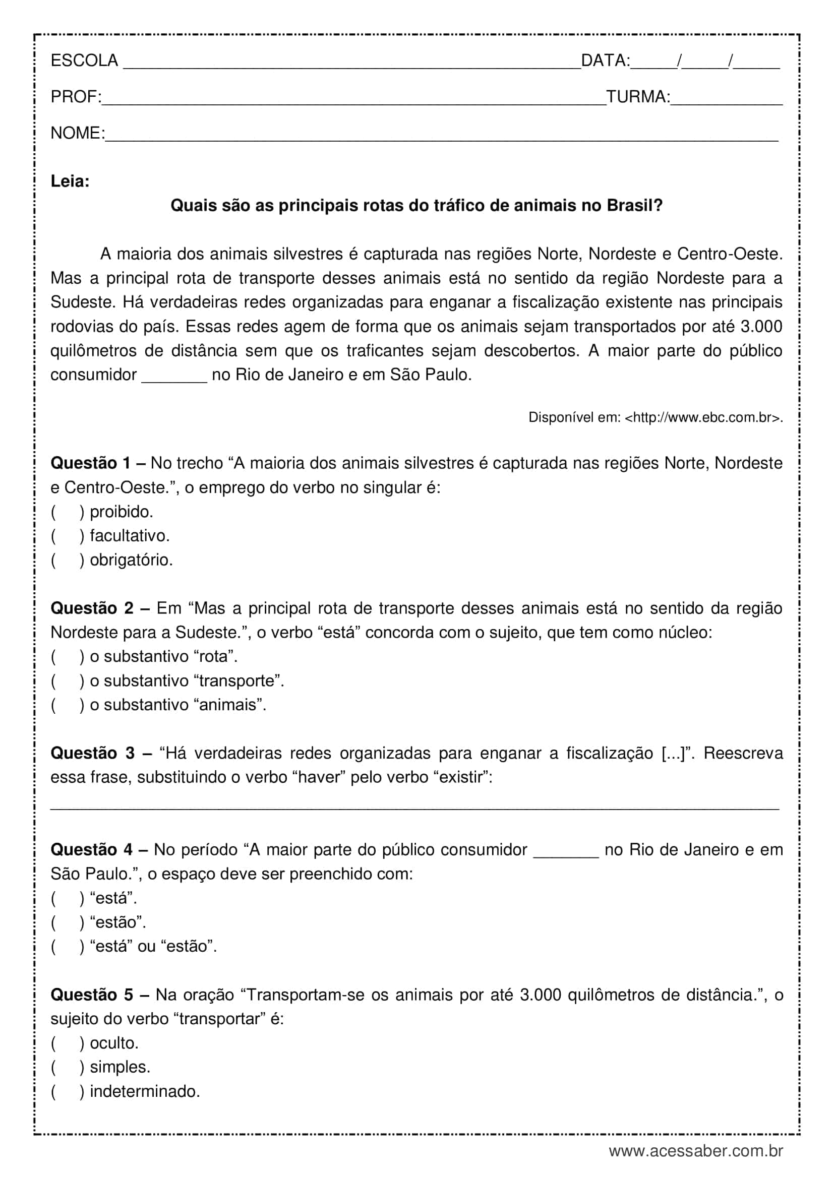 Atividades de Língua Portuguesa do 1o Ano, PDF, Transporte
