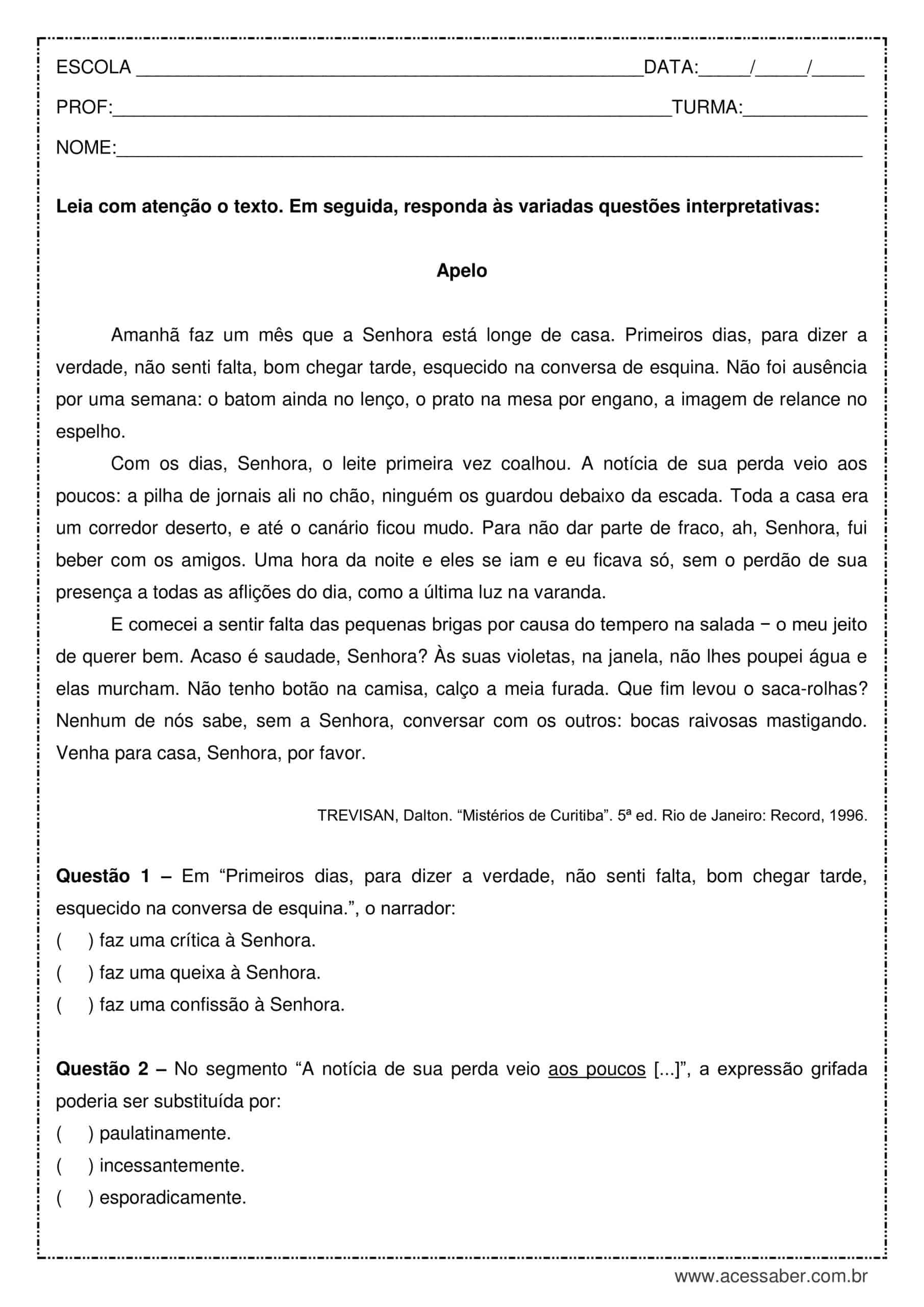 Questões Interpretação de Texto, PDF