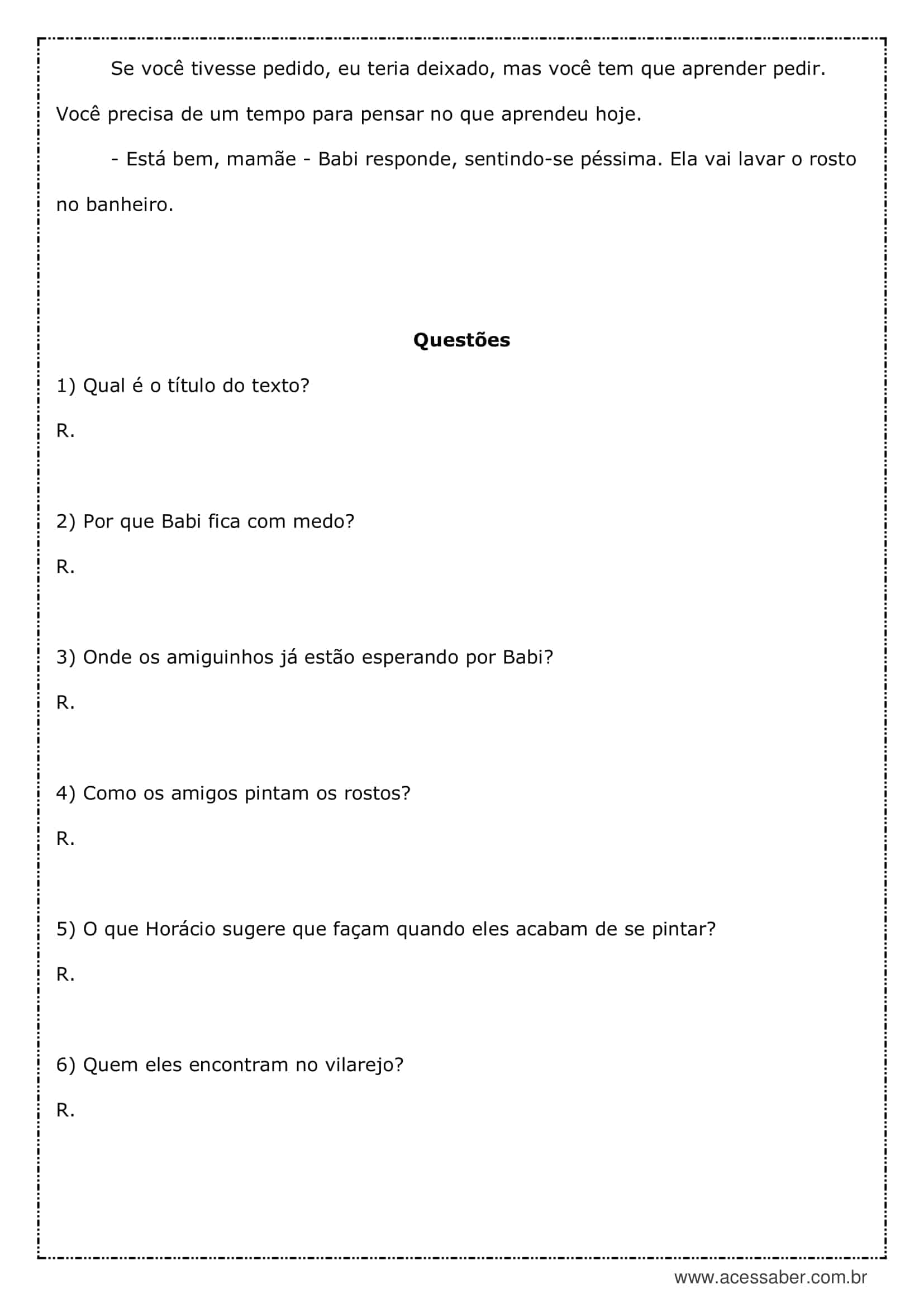 Interpretação de texto: Rostos assustadores - 3º ano - Acessaber