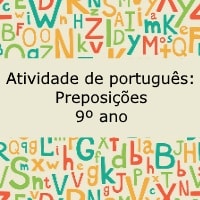 Atividade de português: Preposições – 9º ano