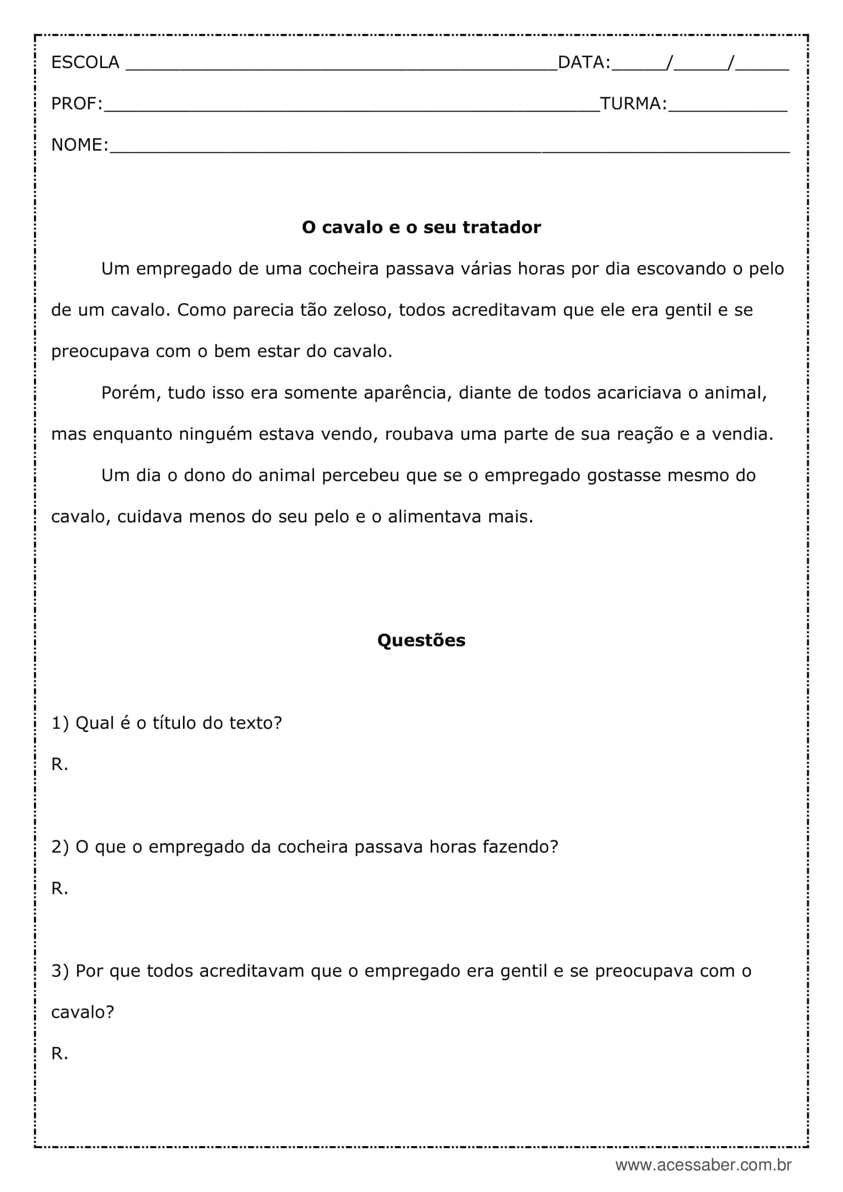 Cavalo de Tróia - Texto e Exercícios