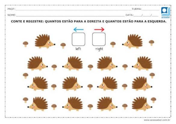 Atividade de lateralidade: Direita-esquerda - Ed. Infantil e 1º ano ...