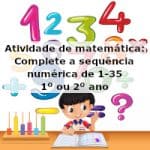Atividade de matemática: Sequência numérica até 35 – 1º ou 2º ano