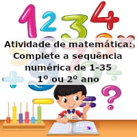 Atividade de matemática: Sequência numérica até 35 – 1º ou 2º ano
