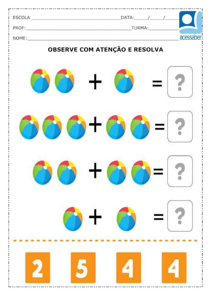 Somas - Jogos Educativos para Imprimir - Contas de Somar da Hello Kitty -  Adição - Exercicios Matematica 1 ciclo - Brinquedos de Papel