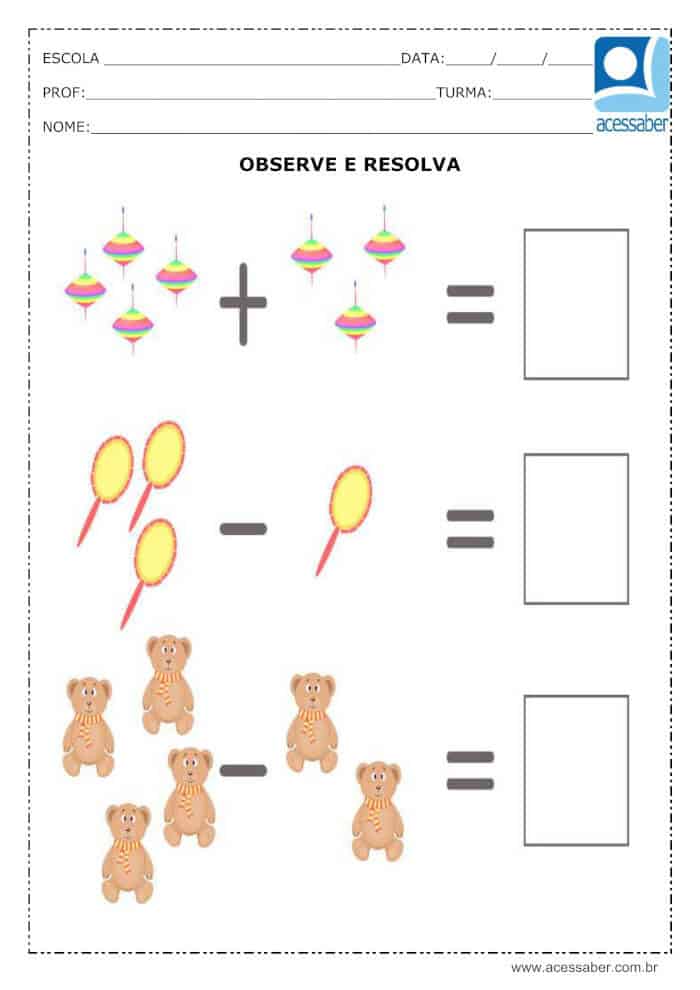 Atividades de Matematica Para Educação Infantil - Adição - 2º ANO -  Exercício 1