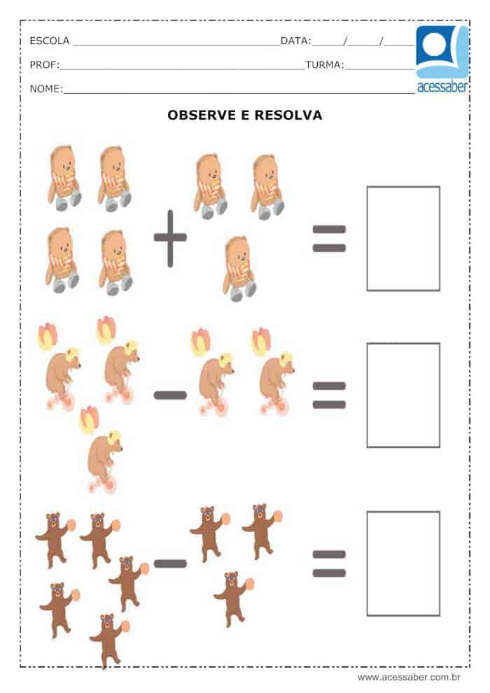 Atividades de Matematica Para Educação Infantil - Adição - 2º ANO -  Exercício 1