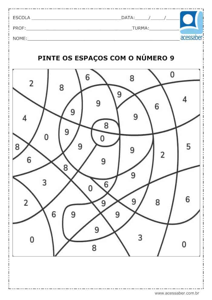 Atividade de Matemática para 1º Ano – Procure, pinte e conte