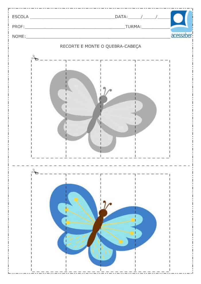 Quebra Cabeça Infantil Alfabetização e Letramento Borboleta