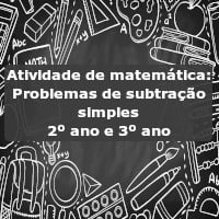 Atividade de matemática: Problemas de subtração simples – 2º ano e 3º ano