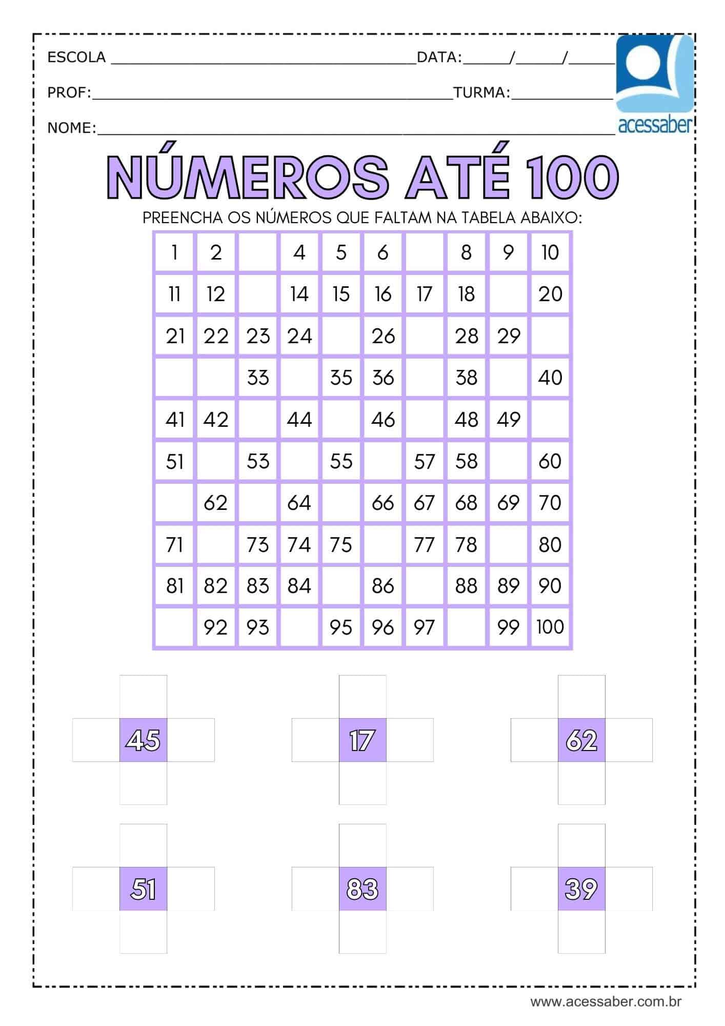 Atividade de Matemática para 1º ano – Números e quantidades