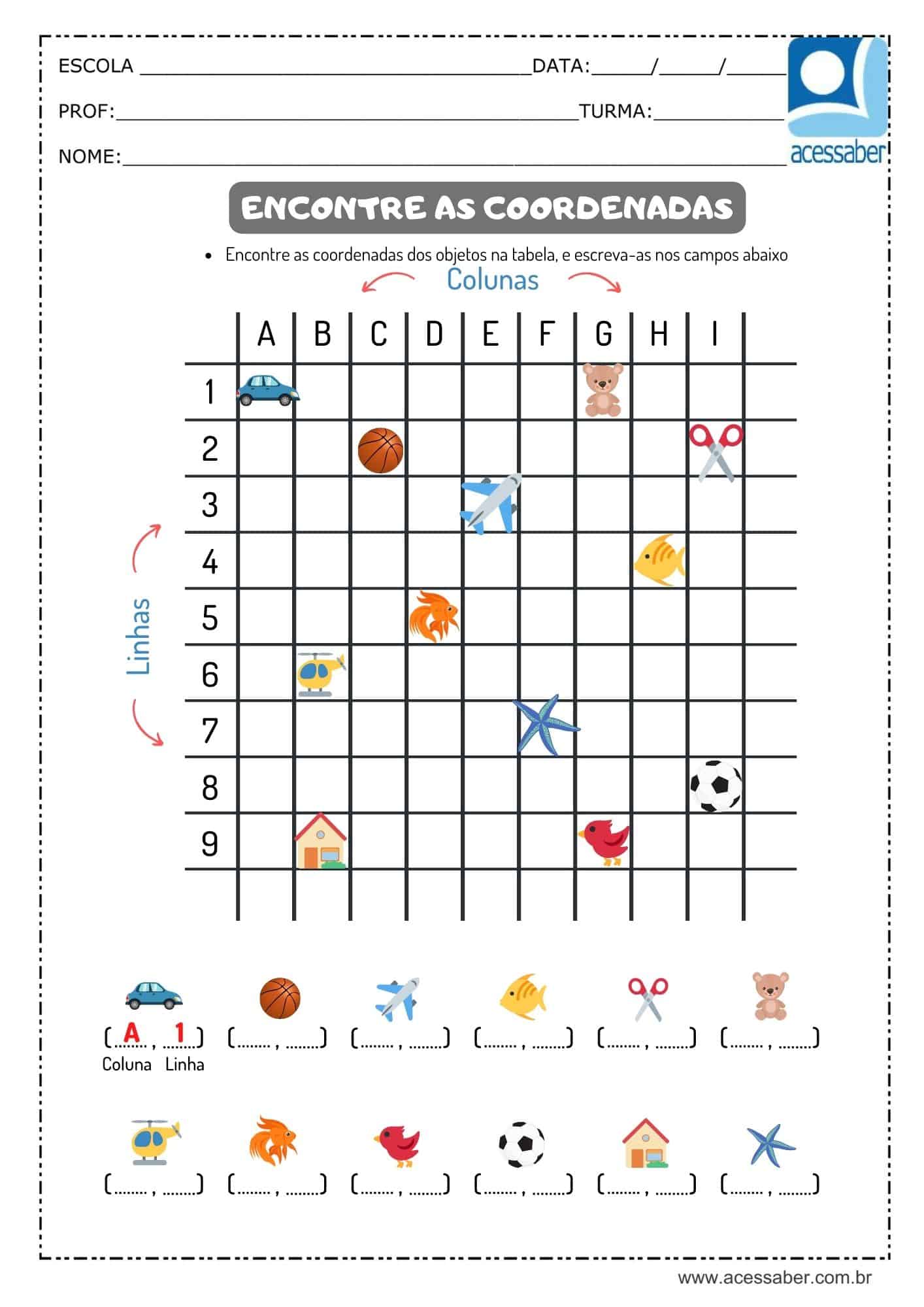 Atividade de Matemática para o 3º ano do Ensino Fundamental