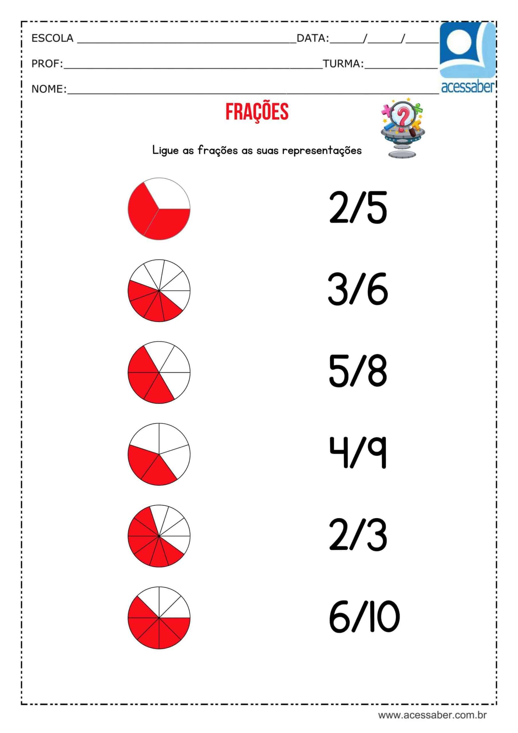 Atividades com Frações - Para Imprimir - Series Iniciais.