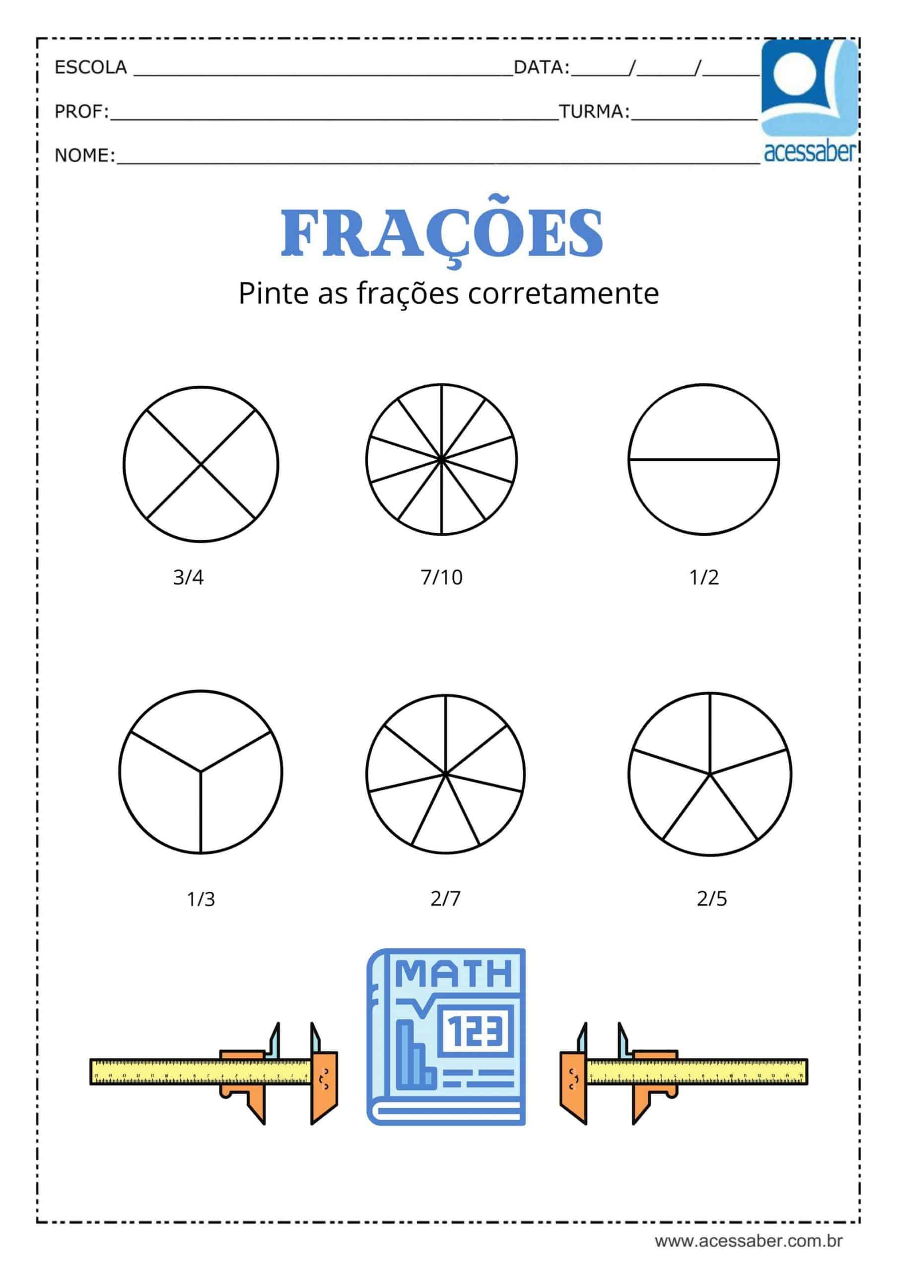 Atividade com fração para o 4º ano – Cartões com frações