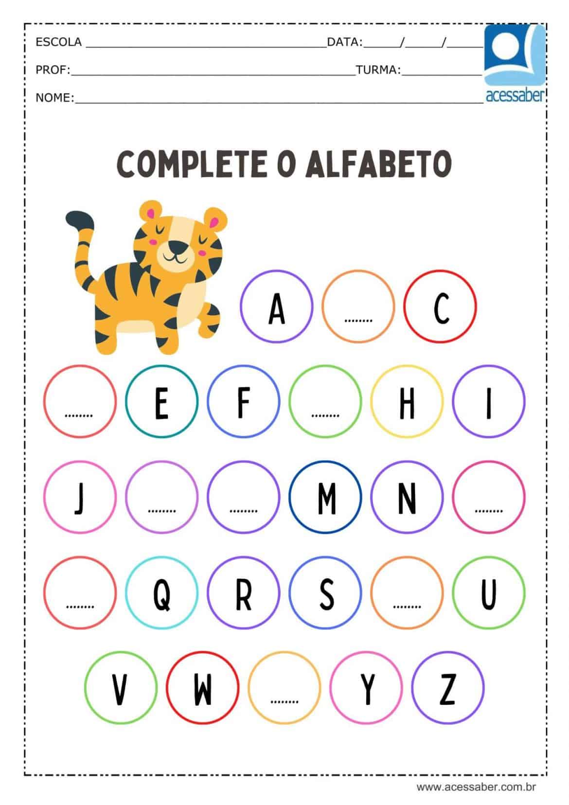 Atividade De Portugu S Complete O Alfabeto Ed Infantil E Ano