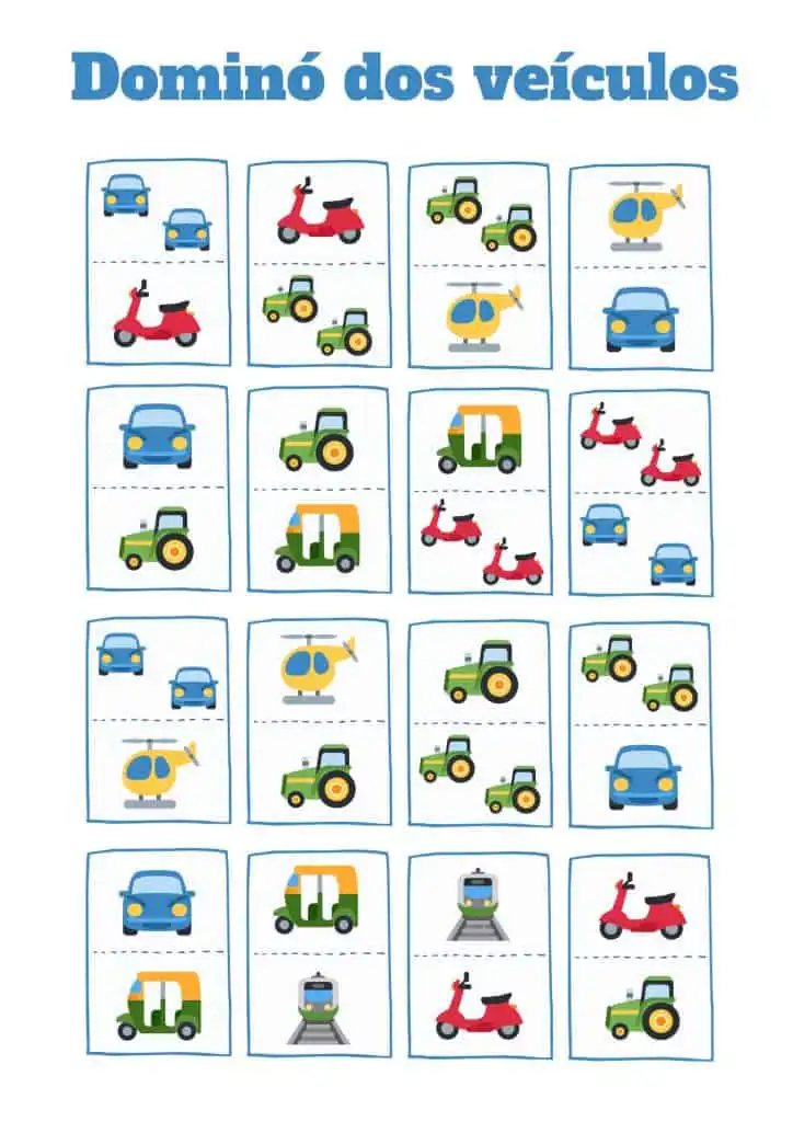 Atividade de matemática: Dominós variádos - Ed. Infantil e 1º ano