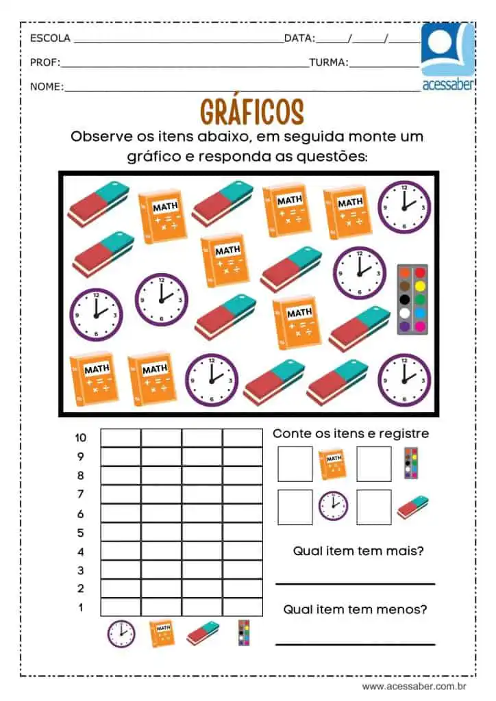 Atividade de matemática: Gráficos - Ed. Infantil e 1º ano