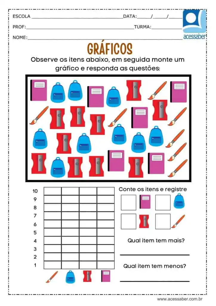 Atividade de matemática: Gráficos - Ed. Infantil e 1º ano