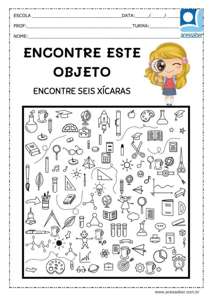 atividade encontre seis xícaras